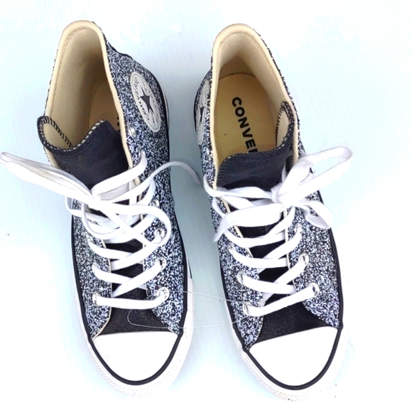 WOW💝CONVERSE CTAS Glitter Platform Hightops in Silver Glitter NEW - Picture 9 of 16